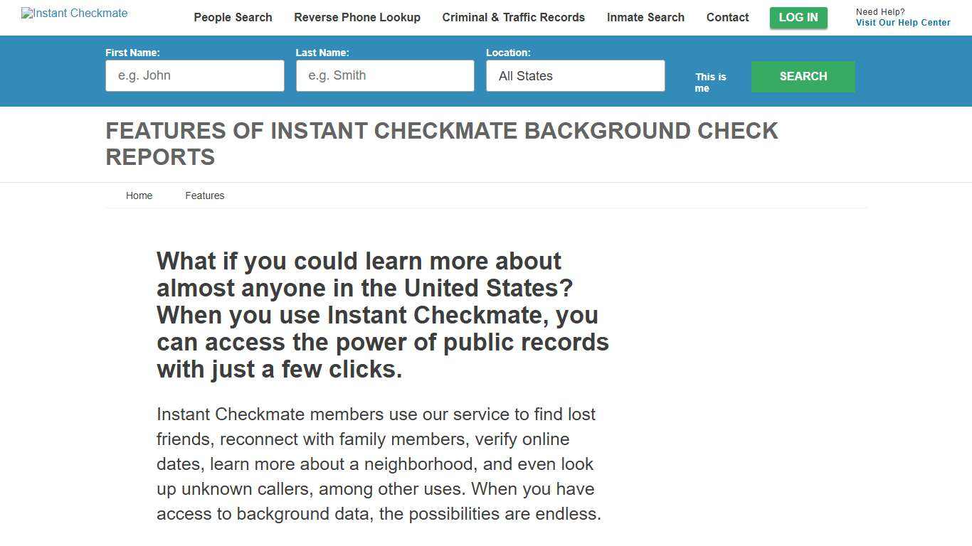 Features Of Instant Checkmate Background Check Reports